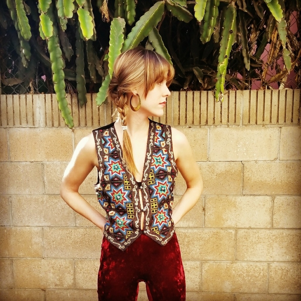 Beaded Mad Hatter Vest Size M